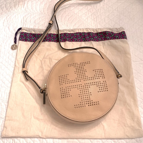 Tory Burch Handbags - Tory Burch Perforated Logo Crossbody - Sand Dune